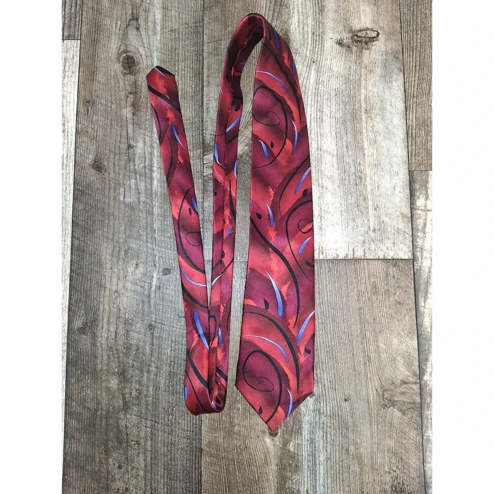 J Garcia Limited Edition Virtual Reality Ape Collection 45 Silk Tie Abstract Red